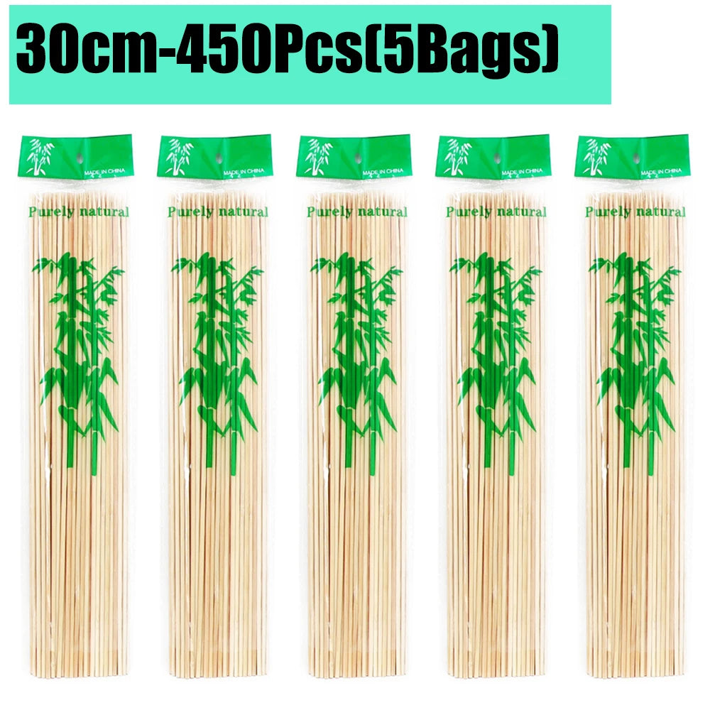 90-1350Pcs Disposable BBQ Bamboo Sticks 15/20/25/30cm for Grilling, Fruit, Kabob,BBQ, Barbecue, Kitchen, Camping, Outdoor