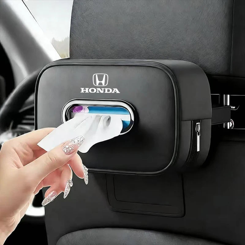 Leather Car Tissue Box Holder Rear Seat Storage Bag for Honda Civic Fit Jazz Accord Pilot CRV Odyssey Passport City Shuttle HRV