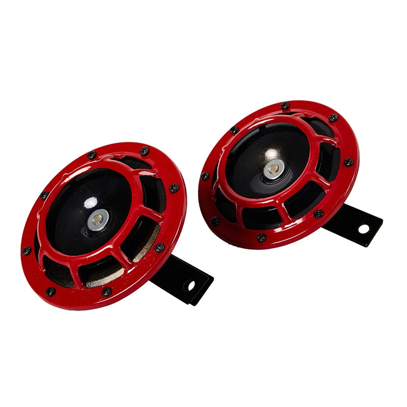2Pcs Red Black Hella Super Loud Compact Electric Blast Tone Air Horn Kit 12V 115DB For Motorcycle Car