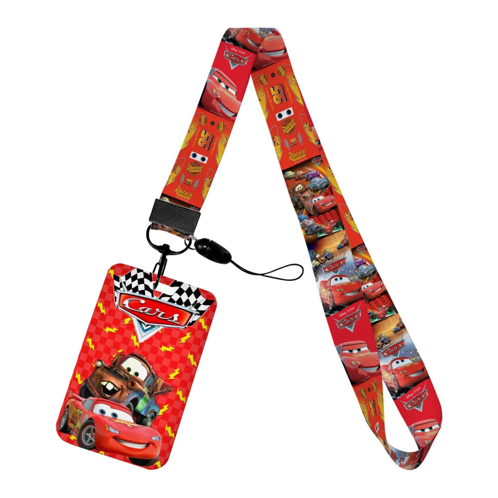 Cars Disney Movie Lightning McQueen New Arrvial Cute Cartoon Badge Holder ID Card Bus Card Holder Lanyard for Accessories Gifts