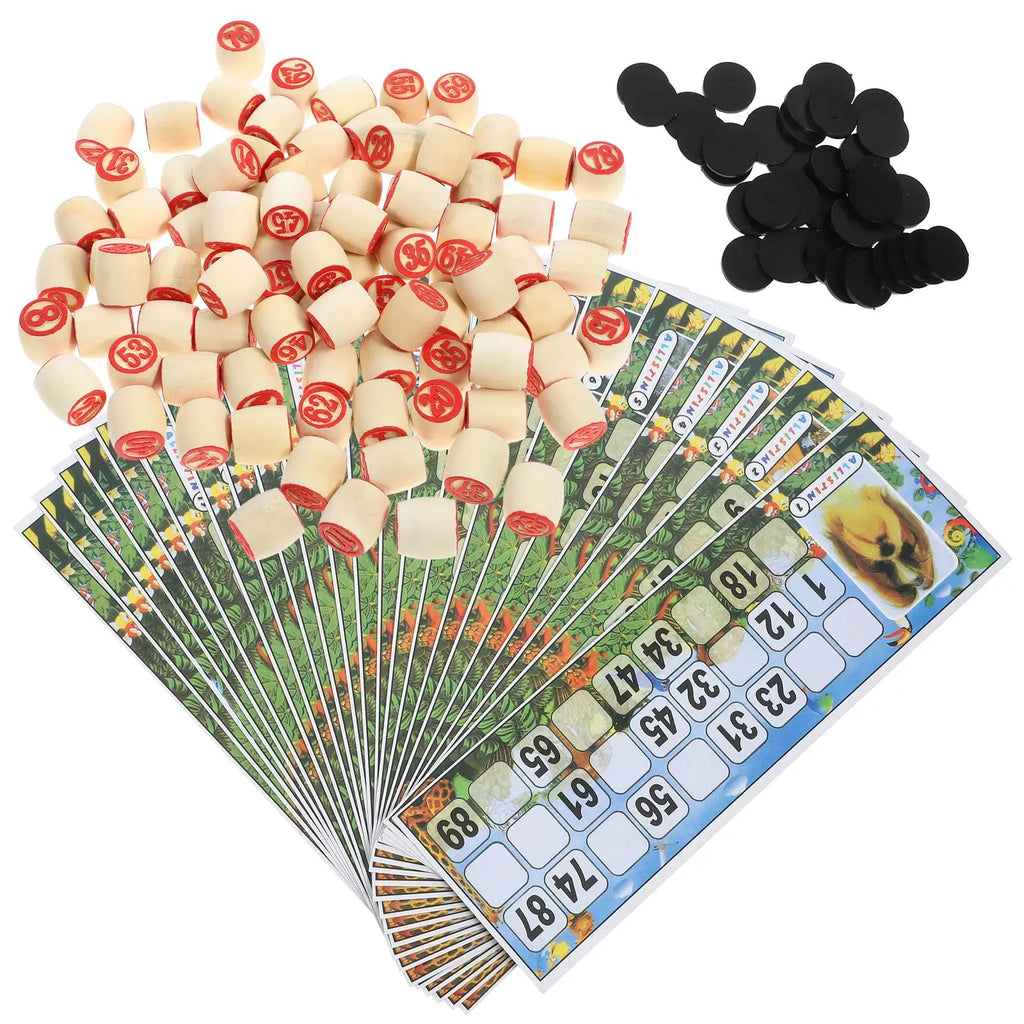 1 Set Russian Lotto Set Family Game Wood Russian Lotto Game for Adults Kids Russian Lotto Game Supplies Bingo Game Set ﻿