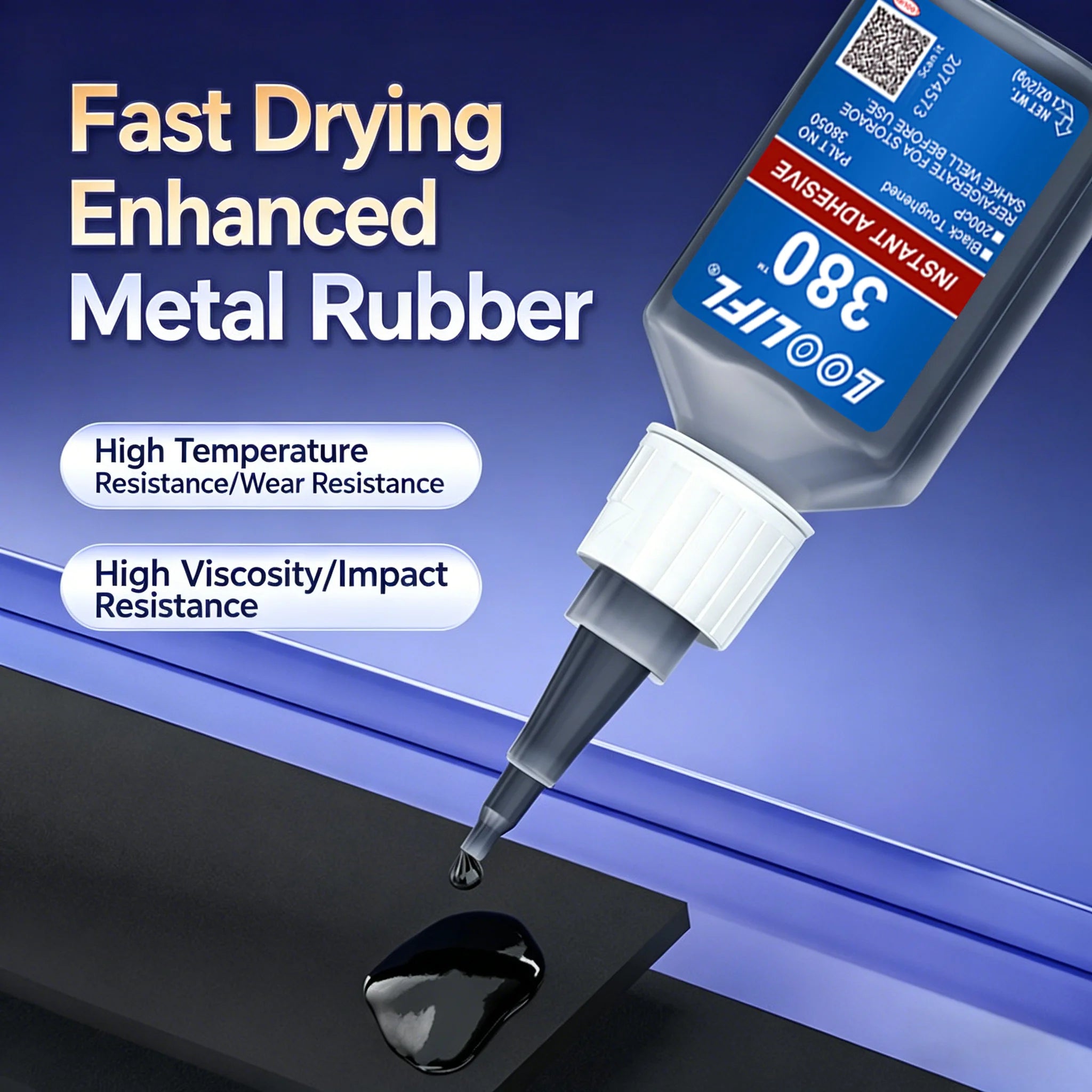 Loolifl380 Plastic Special Glue20G Fast Curing Super Adhesive for Motorcycle Fairings Auto Parts Household Repairs Black Rubber