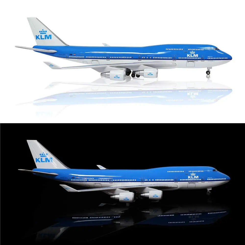 747 Klm Model Toy 47cm 1:130 Scale Plane With Light &Wheels Resin Airplane Models For Collected Gift By Aviation