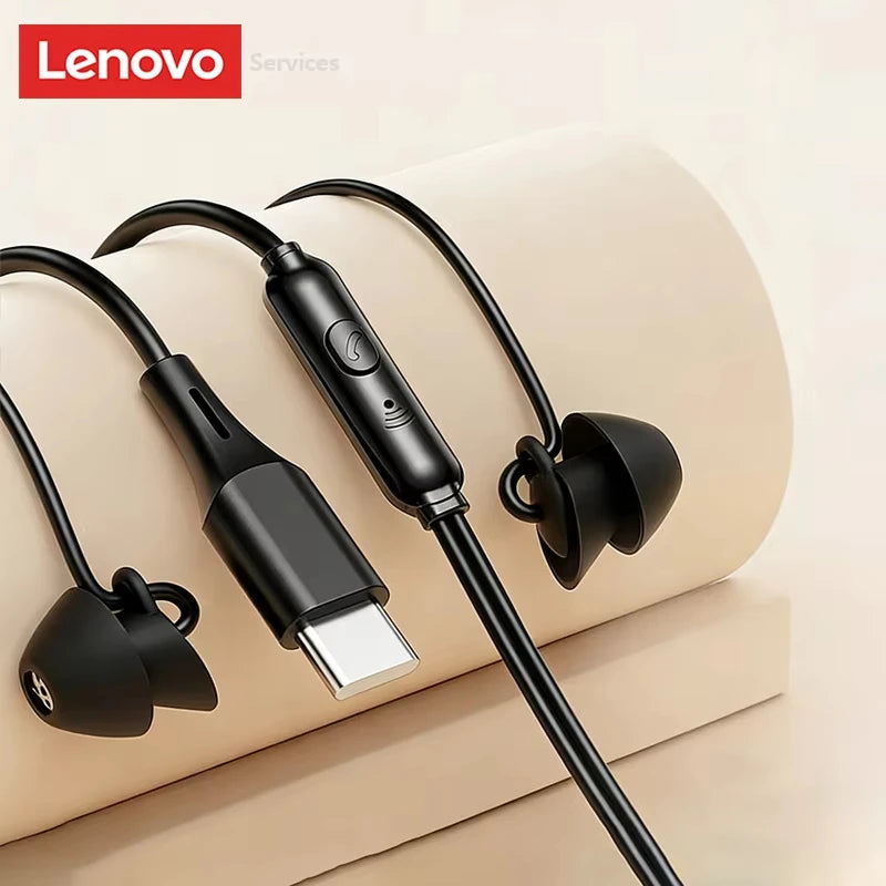 Lenovo Y107 Wired Headphones In-Ear Sleep Earphones 3.5mm/Type-C For Mobile Phones  Computers And More Gaming Earbuds With Mic