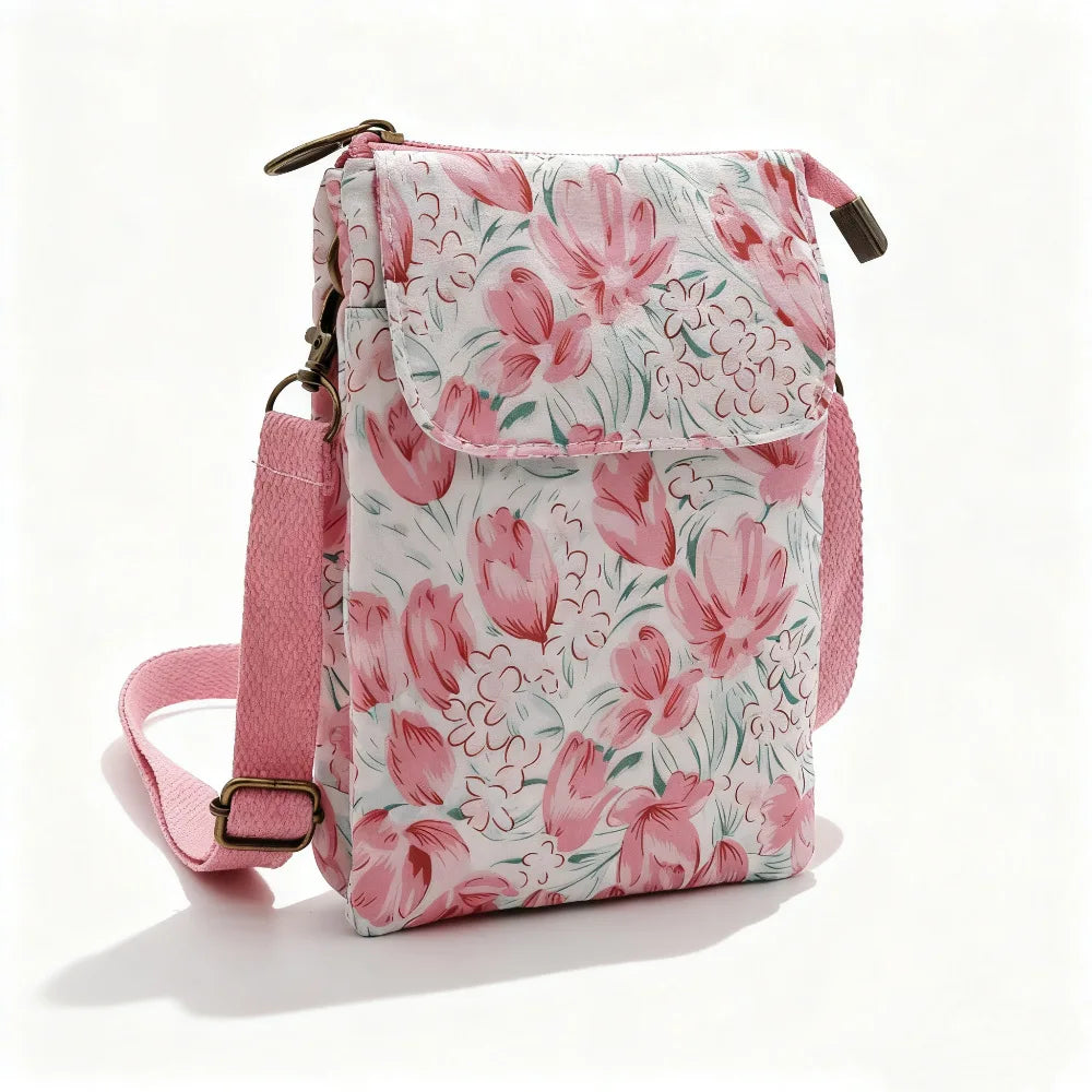 Fresh countryside fabric crossbody phone bag - floral five-layer crossbody women's bag