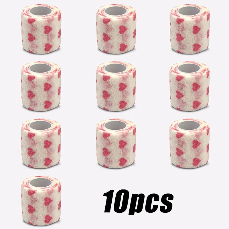 Printed Self Elastic Adhesive Athletic Tape Wraps 2.5cm Sports Colorful Bandage for Tattooing Finger Joint Knee Pet