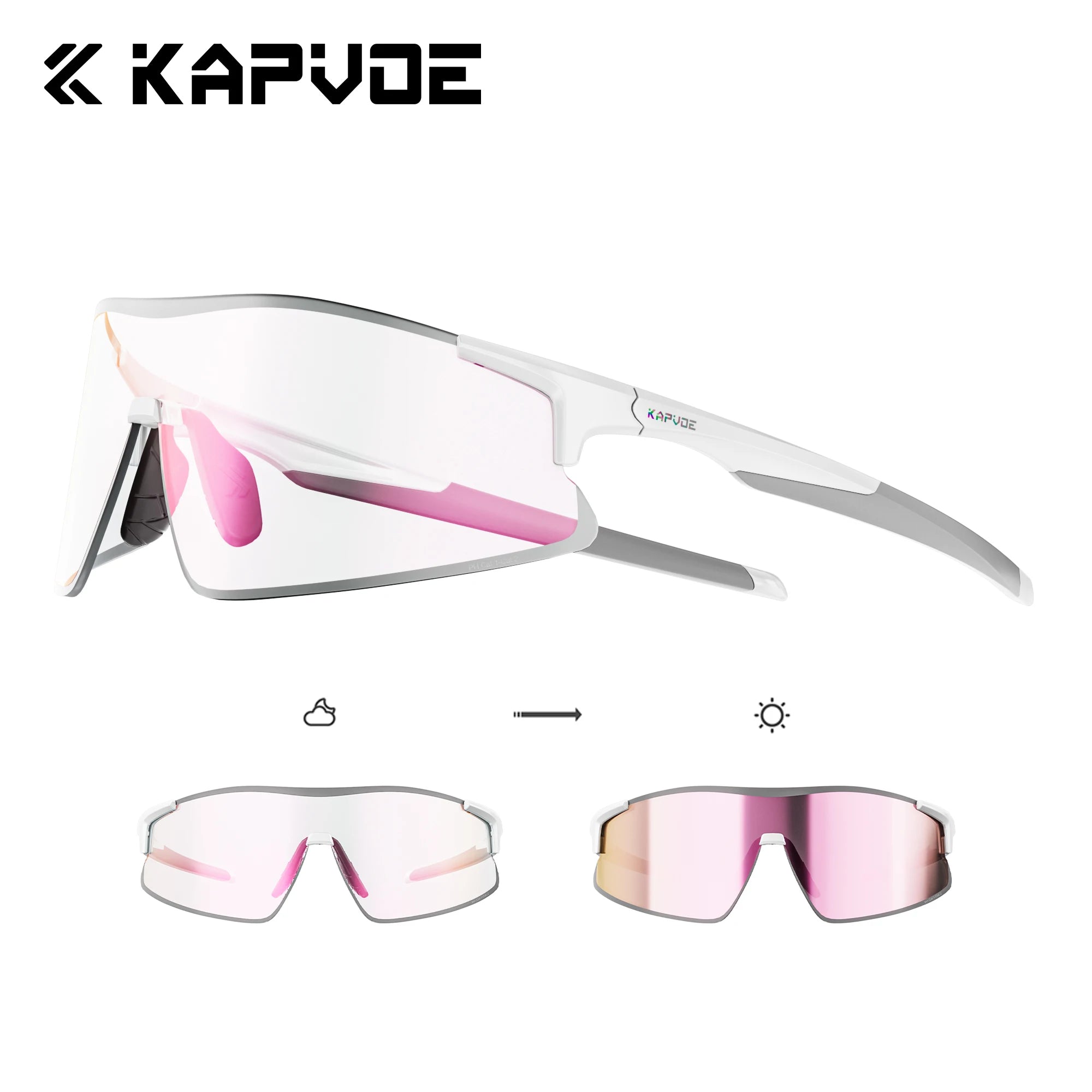 Kapvoe New Photochromic Running Sunglasses Men Women Marathon Ultralight Outdoor Sports Cycling Hiking UV400 Climbing Goggles