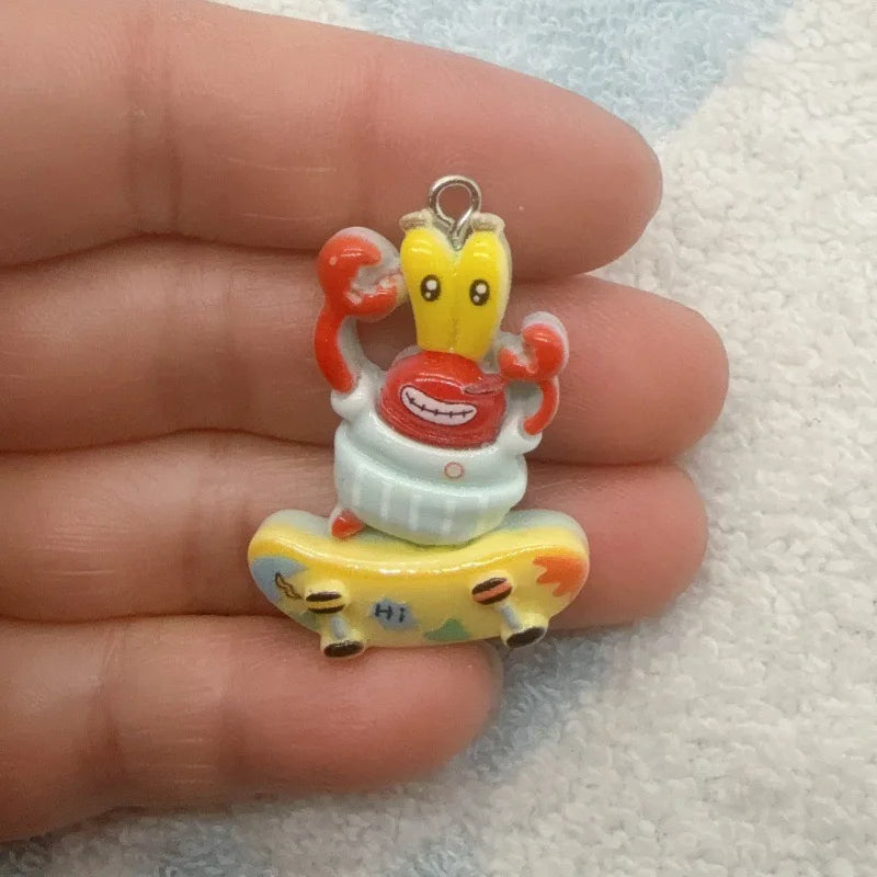 10pcs cartoon resin pendant, DIY jewelry making earrings, keychain accessories