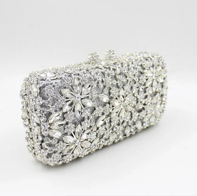 Fashion High Quality Crystal Handbag and Purse Luxury Metal Shiny Rhinestone Clutch Bag Evening Bag