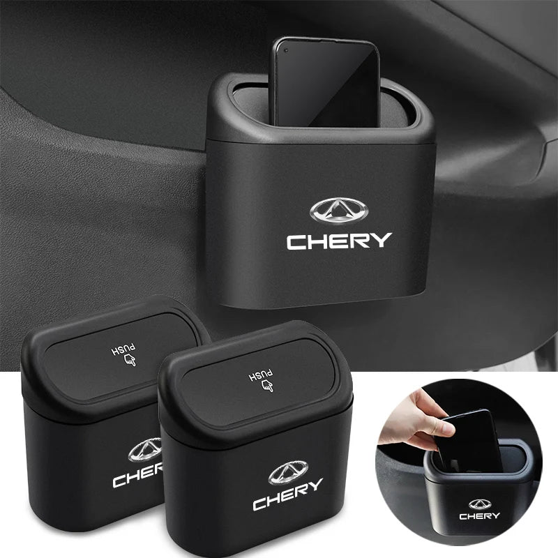 For Chery Tiggo 7 Pro 4 3 Fulwin 2 Arrizo 6 QQ 5x 5 8 T11 3 5 Gx EQ7 E3 Am Car Portable Trash Can Auto Logo Sundries Storage Box