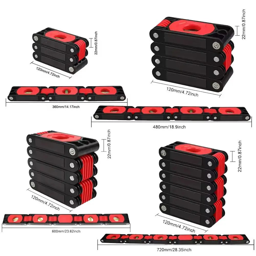 High Precision Folding Horizontal Ruler Strong Magnet Folding Extend Magnetic Level Meter Durable Practical Angle Finder Gauge