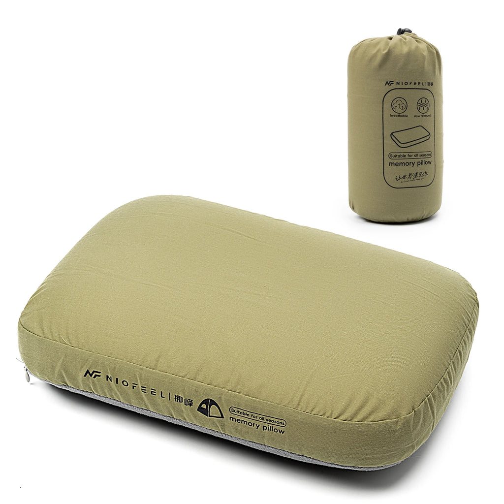 Memory Foam Camping Pillow, Portable Outdoor Travel Pillow With Removable Cover & Storage Bag For Camping Car Hiking
