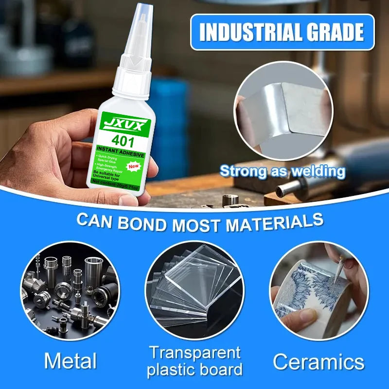 8pcs 401 Super Strong Instant Glue Universal Glue Powerful Instant Glue for Resin, ceramics, Metal and glass Quick Dry 0.7oz