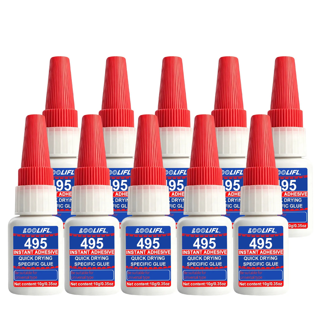 Loolifl 495 Instant Adhesive 10g Super Glue for Everyday Repairs DIY Crafts Plastic Metal Rubber Strong Permanent Bond 1-10Pcs