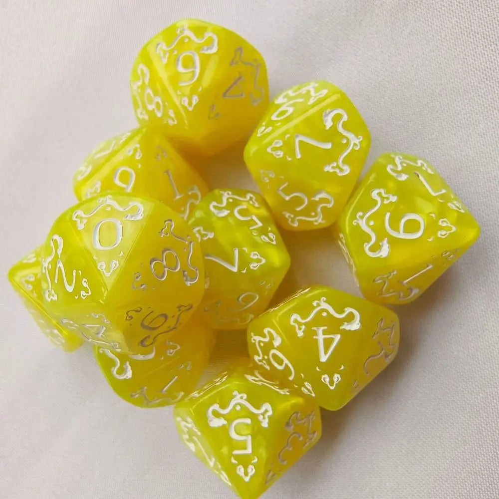 10PCS New Acrylic Dragon Themed Dice Set D10 Yellow Purple Gold Red Dice For Table Games Polyhedral Table Games Dice For D&d DND
