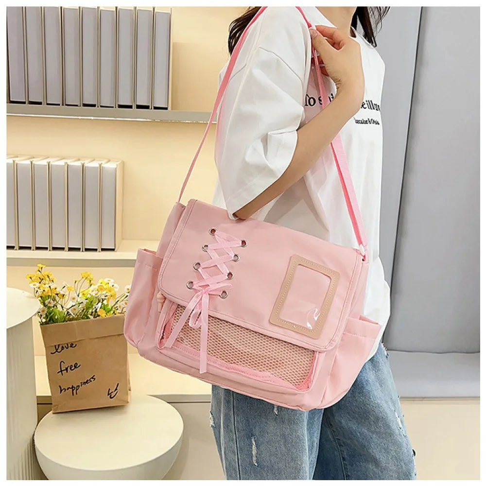Strap ita bag, large-capacity shoulder crossbody bag, ita bag, anime-themed bag, versatile, girly, college-style, transparent, s