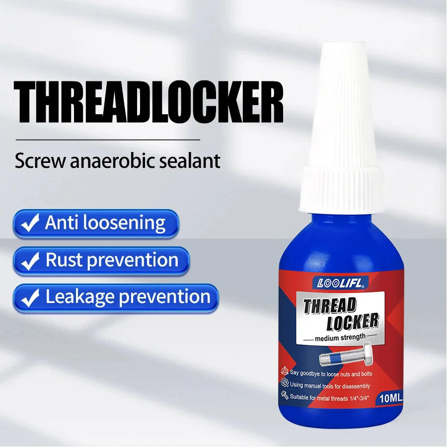 LOOLIFL 243 Threadlocker Blue Medium Strength Screw Glue Removable Anaerobic Adhesive for Auto Machinery Bolt Fastening Repair