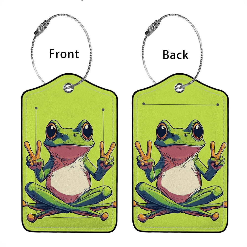 HOT SALE Cute animals Leather Business Luggage Tag Suitcase Address Label Luggage Boarding Case Label Name ID Address Clip