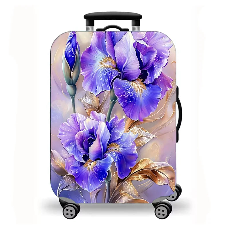 Luggage Cover, Luxury Floral Rose Print Stretch Suitcase Protector for Travel, Elegant Peony Sunflower Art Design