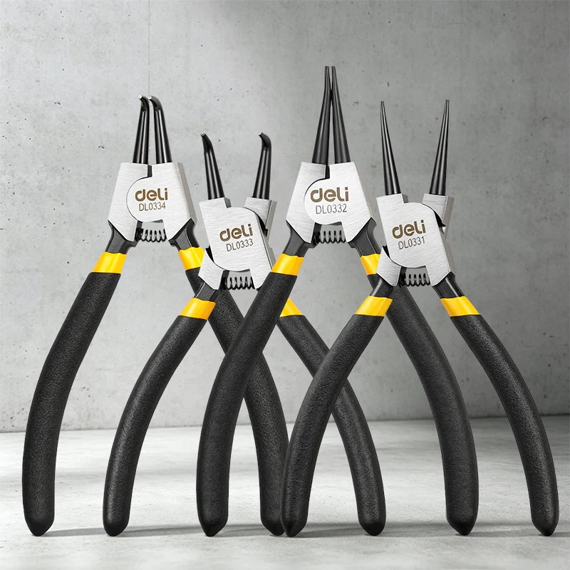 Deli 5inch Circlip Pliers, Needle Nose Pliers, Retaining Ring Pliers, for Removing Installing Puller Locking Rings Shafts