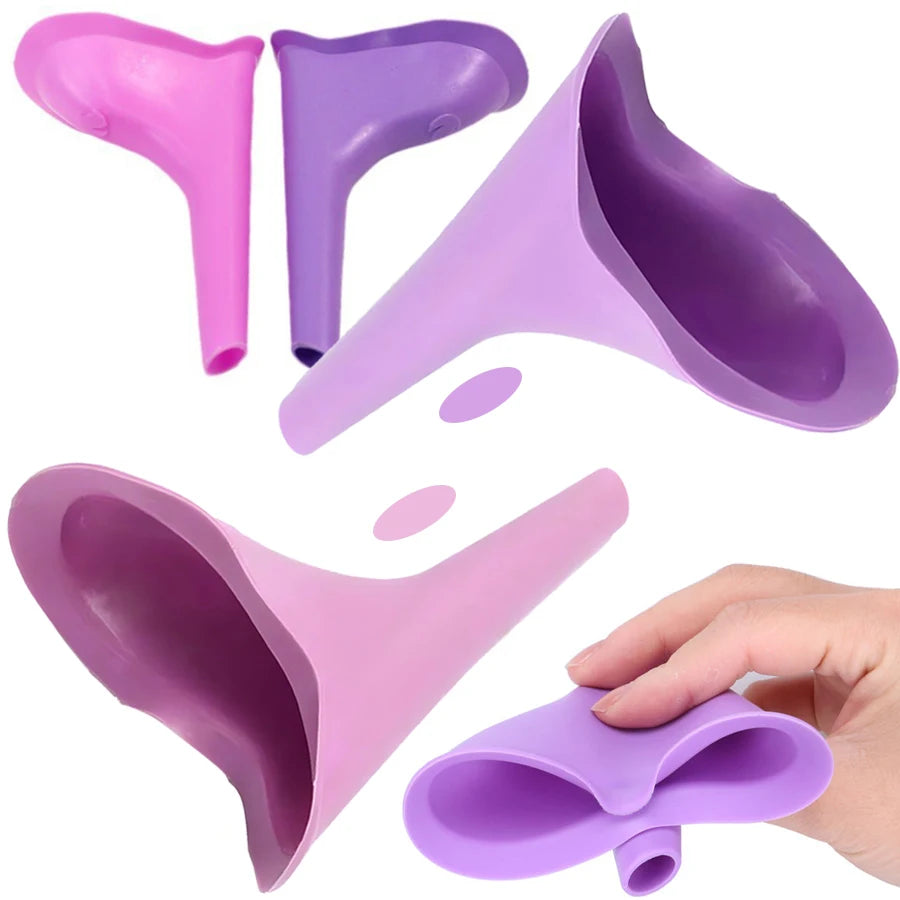 Foldable Reusable Silicone Women's Pee Funnel, Portable Easy-to-Clean Stand-Up Urinal, Emergency Pee Device for Outdoor Travel C