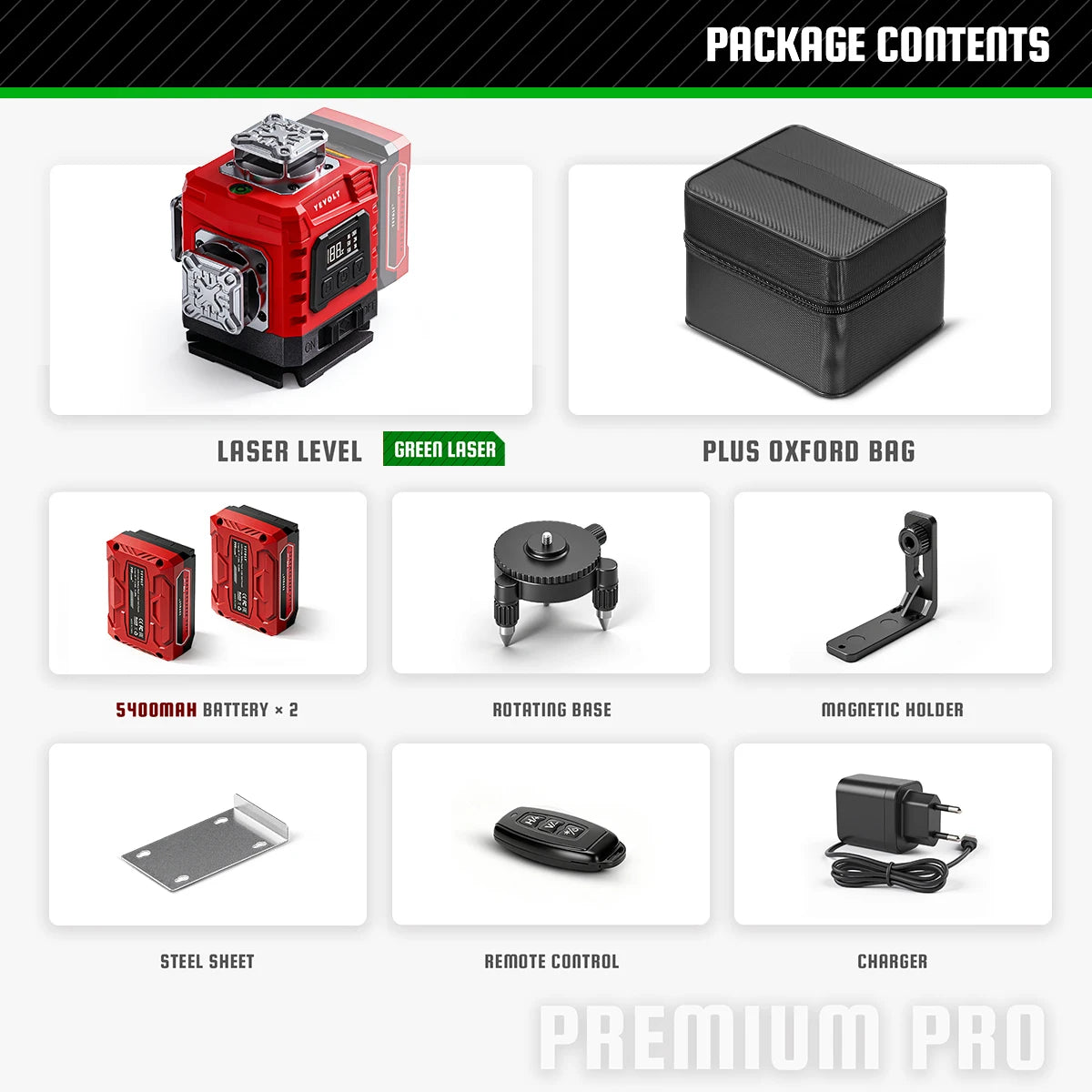 YEVOLT Laser Level 360 Self Leveling with Tripod 4D Lazer Level 4x360° Cross Line Laser for Construction Project Renovation Tool