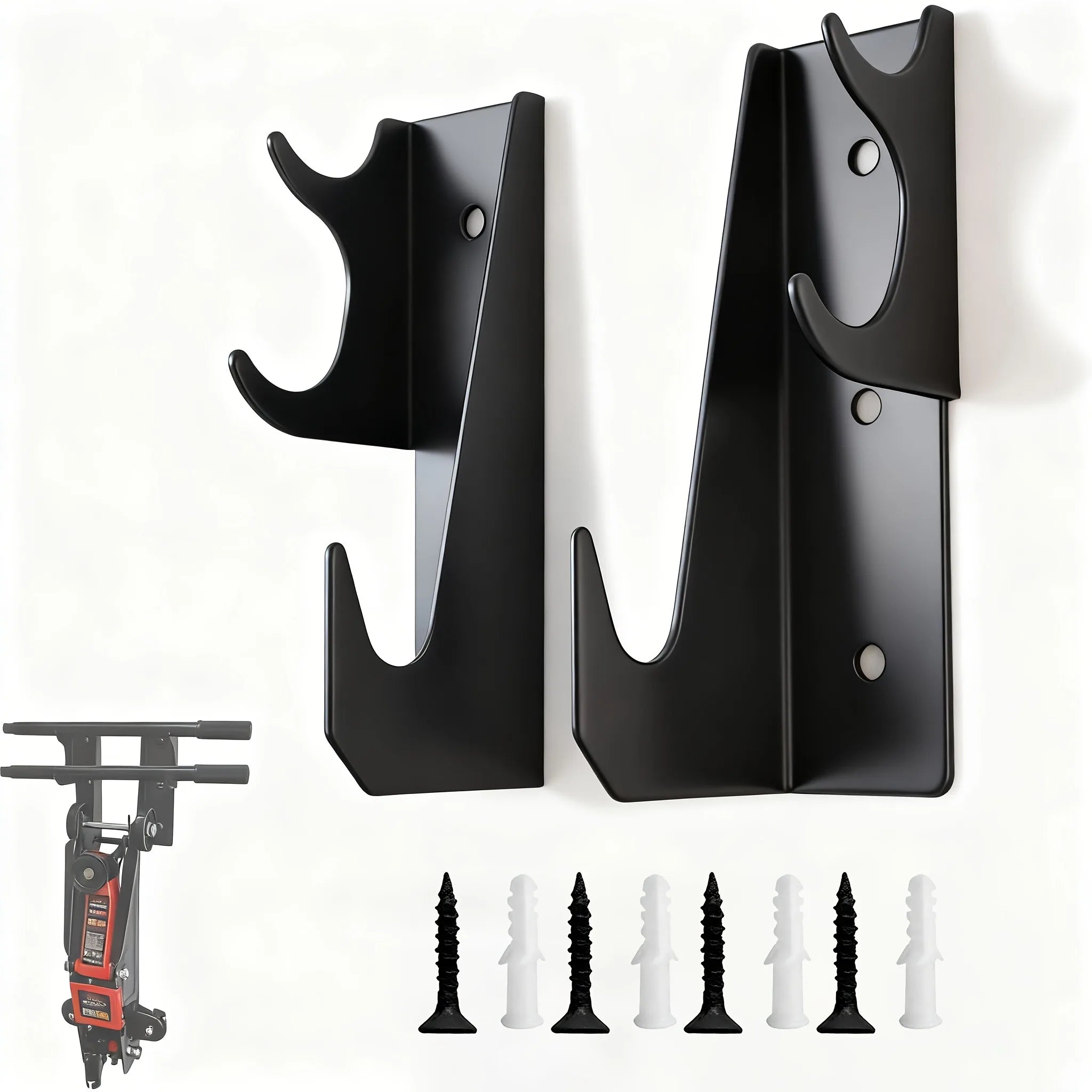 Handle Storage2pcs Max Version Oversized Heavy-Duty Metal Floor Jack Stand and Jack Stand Wall Mount Hook Rack 2pcs