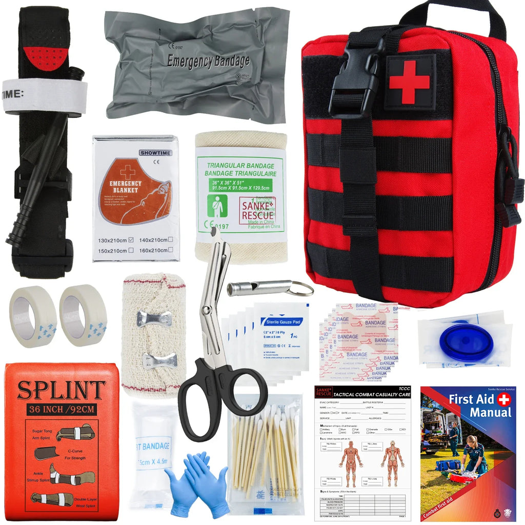 First Aid Survival Kit Tactical IFAK Pouch Supplied full set Molle Camping Kit with 18 EMT Tourniquet Items Emergency Outdoors
