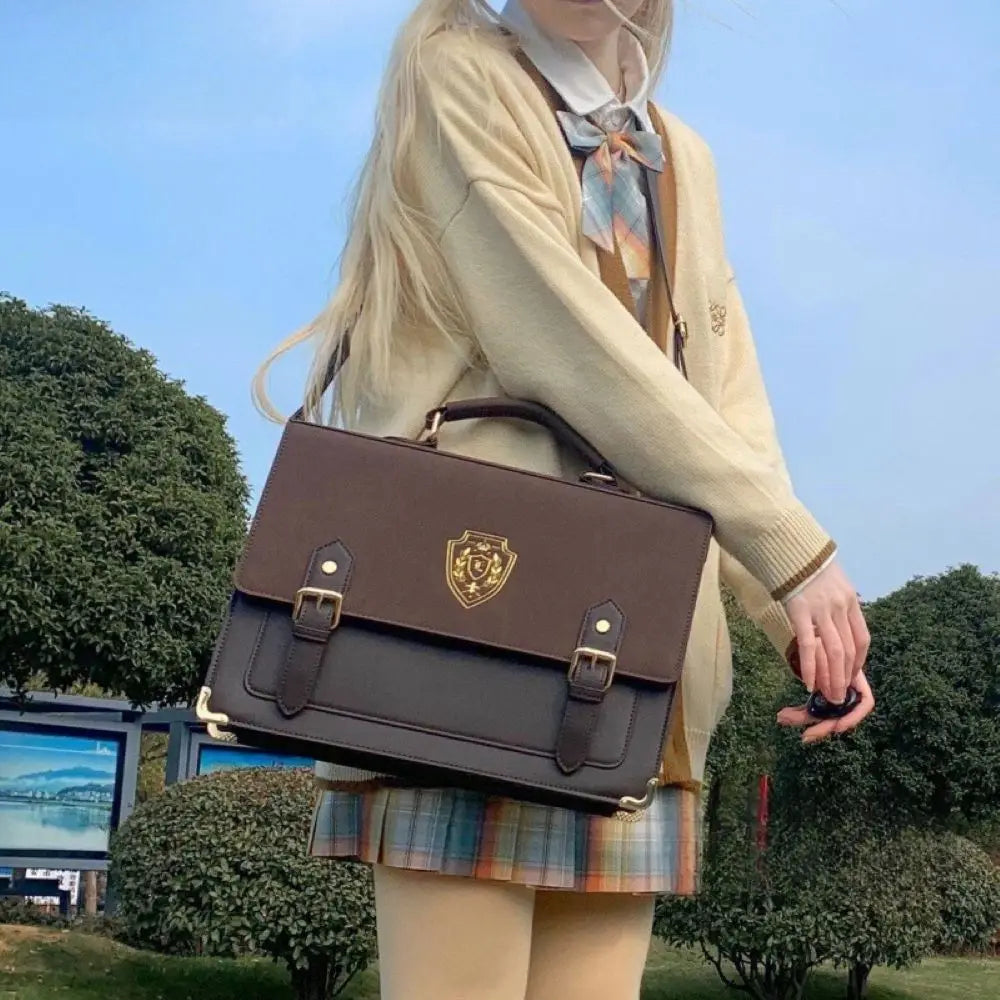 Jingchuan University jk uniform bag college wind one shoulder crossbody portable student women's bag badge retro double shoulder
