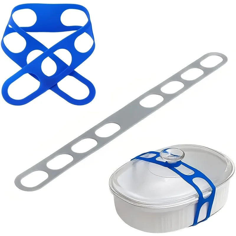 2PC Silicone lid strap, reusable universal lid fastener, suitable for slow cookers, clay pots, and frying pans