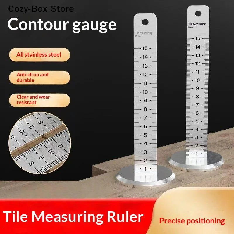 [ZY]1Pcs Double-side Precision Scale Equal Height Ruler Practical Multipurpose Stainless Steel Lay Floor Tile Special Ruler[ZY]