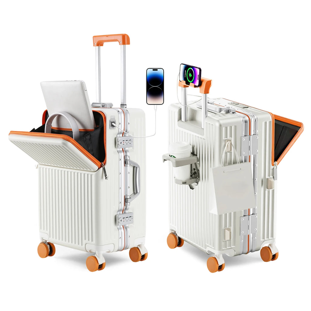 AIWEINY Lightweight Aluminum Frame Hard Shell Luggage 360 Silent Spinner Wheels TSA Lock 20/24/27 Inch Carry On/Travel Suitcase