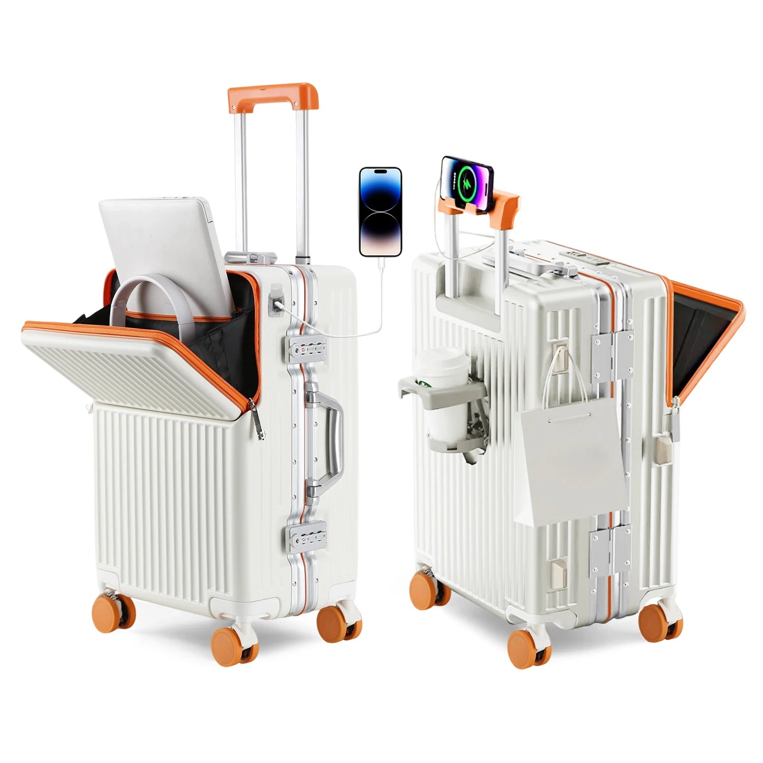 AIWEINY Lightweight Aluminum Frame Hard Shell Luggage 360 Silent Spinner Wheels TSA Lock 20/24/27 Inch Carry On/Travel Suitcase