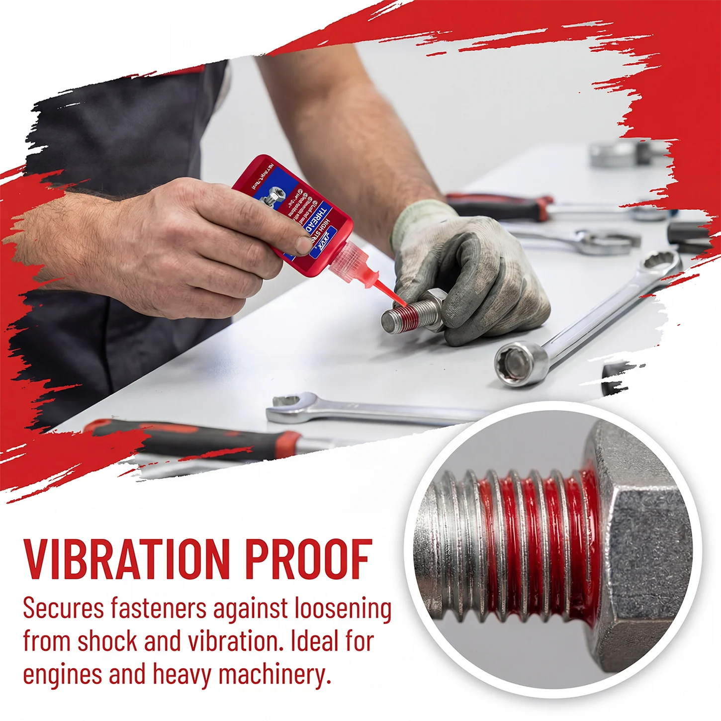 Threadlocker - Medium/High Strength (Blue/Red) Removable/Permanent Anti-Loosening Anaerobic Adhesive - Suitable for Metal Screws