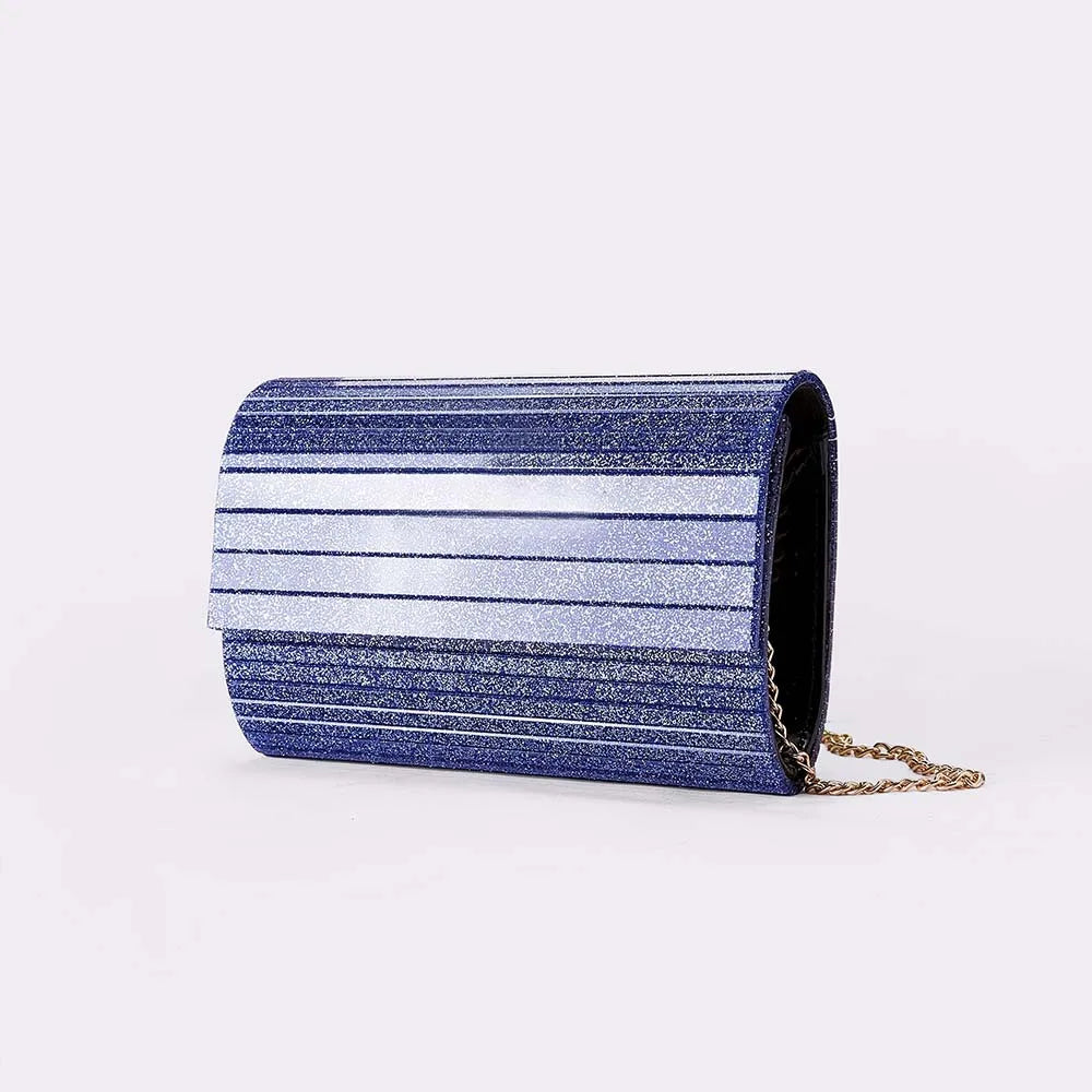 Fashionable Spliced Stripes Acrylic Evening Clutch Handheld Crossbody Ladies Bag for Weddings and Parties