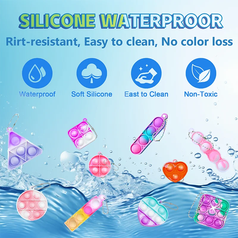 Mini Pop Keychain Fidget Toys Push Pop Bulk Keychain Party Favors For Kids Pop Bubble Toys Pack Boys Girls Adults