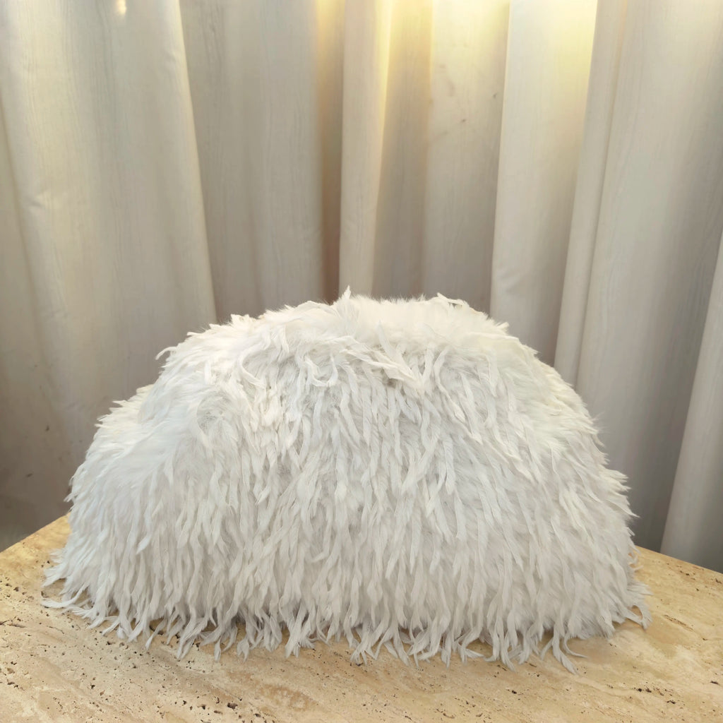 Fluffy Bag Feather Large Cloud Bag Pleated Clutch Bag Plush fairy Bag