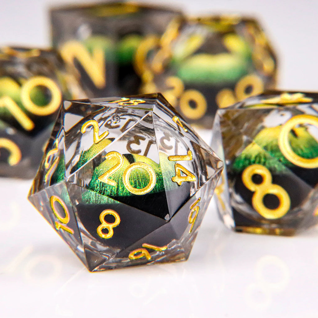 DND Dragon Eye Dice Liquid Core Dice Set Resin Sharp Edged Dice For Dungeons and Dragons Polyhedral D&D Dice Handmade D and D