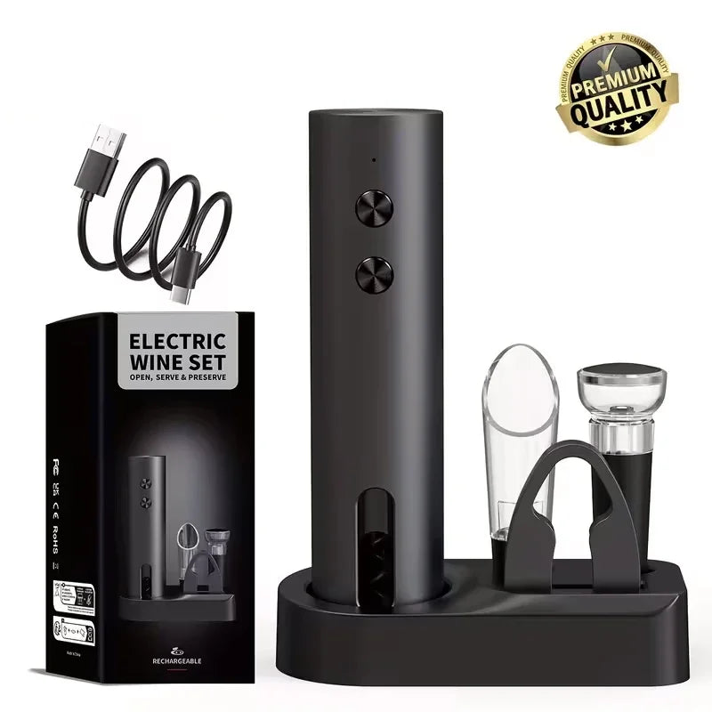 Electric Wine Opener Set Household Fully Automatic Corkscrew with Decanter Wine Tool Kit for Easy Drinking Wine Bottle Opener