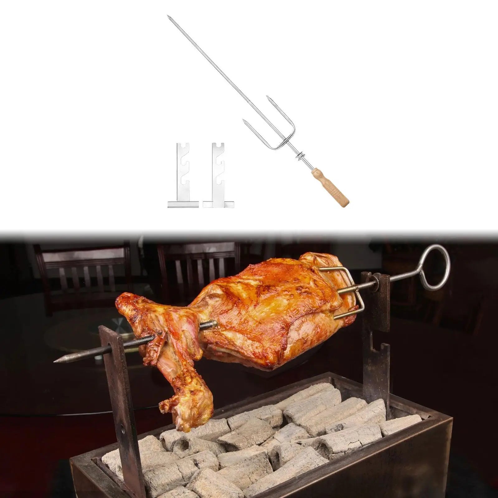 BBQ Fork Grill Skewer Grill Fork Easy to Use Portable Kabob Sticks Cooking Stand for Outdoor Picnic Sausages Backyard Chicken