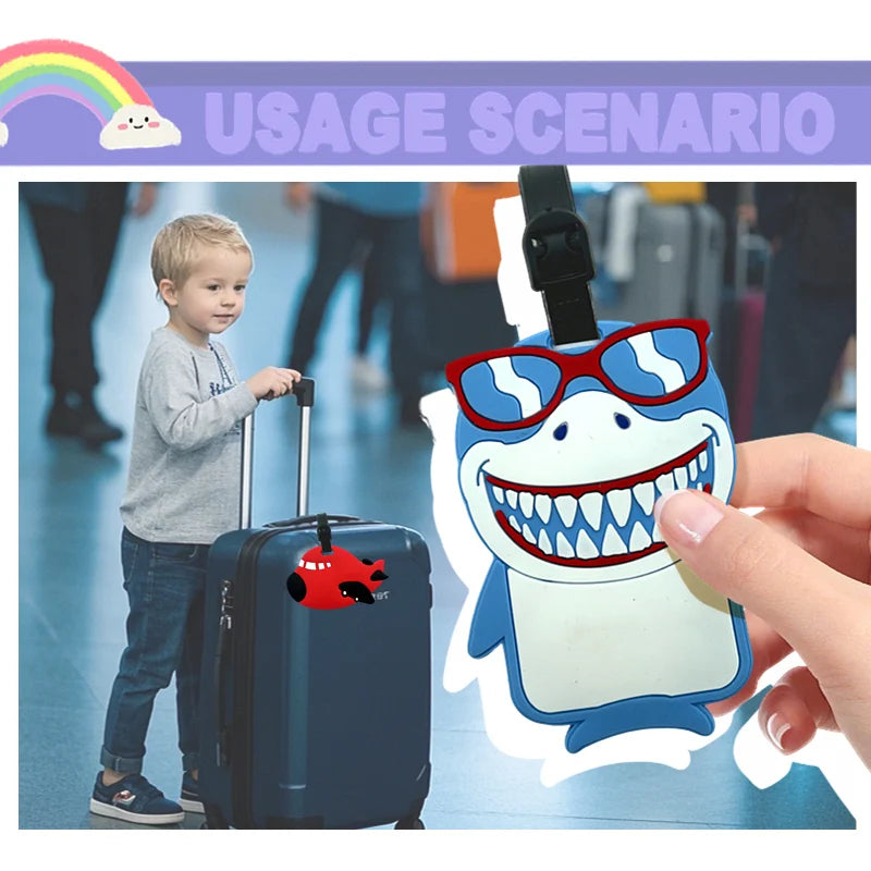 Cute Ice Cream Luggage Tag - Cartoon Image Design for Children and Girls, Durable PVC Travel Document and Address Clip, Suitable