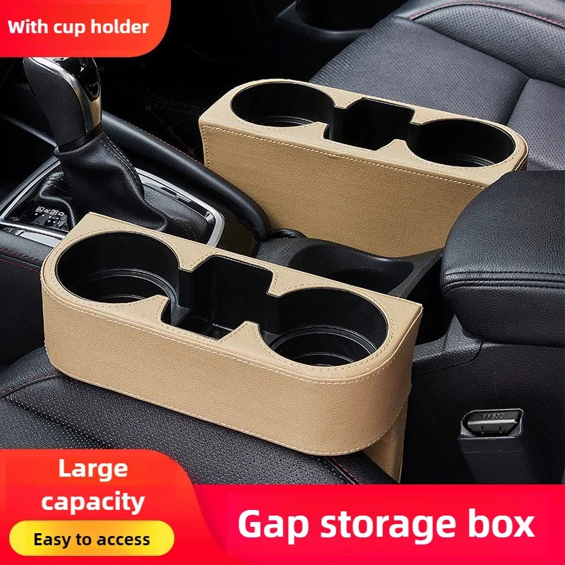 Car Leather Cup Holder Tray Side Pocket Vehicle for Benz BMW Genesis Sorento Santa Fe Palisade Grandeur Gap Car Cup Holder
