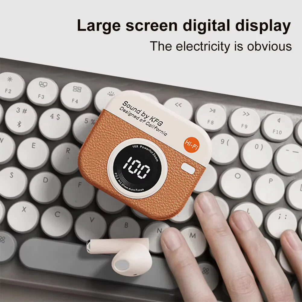 TWS Wireless Retro Earphone Sound By KFG ENC DT3 360°ACS 5.4 Bluetooth With Touch Control LED Power Display Sports Headset Gift