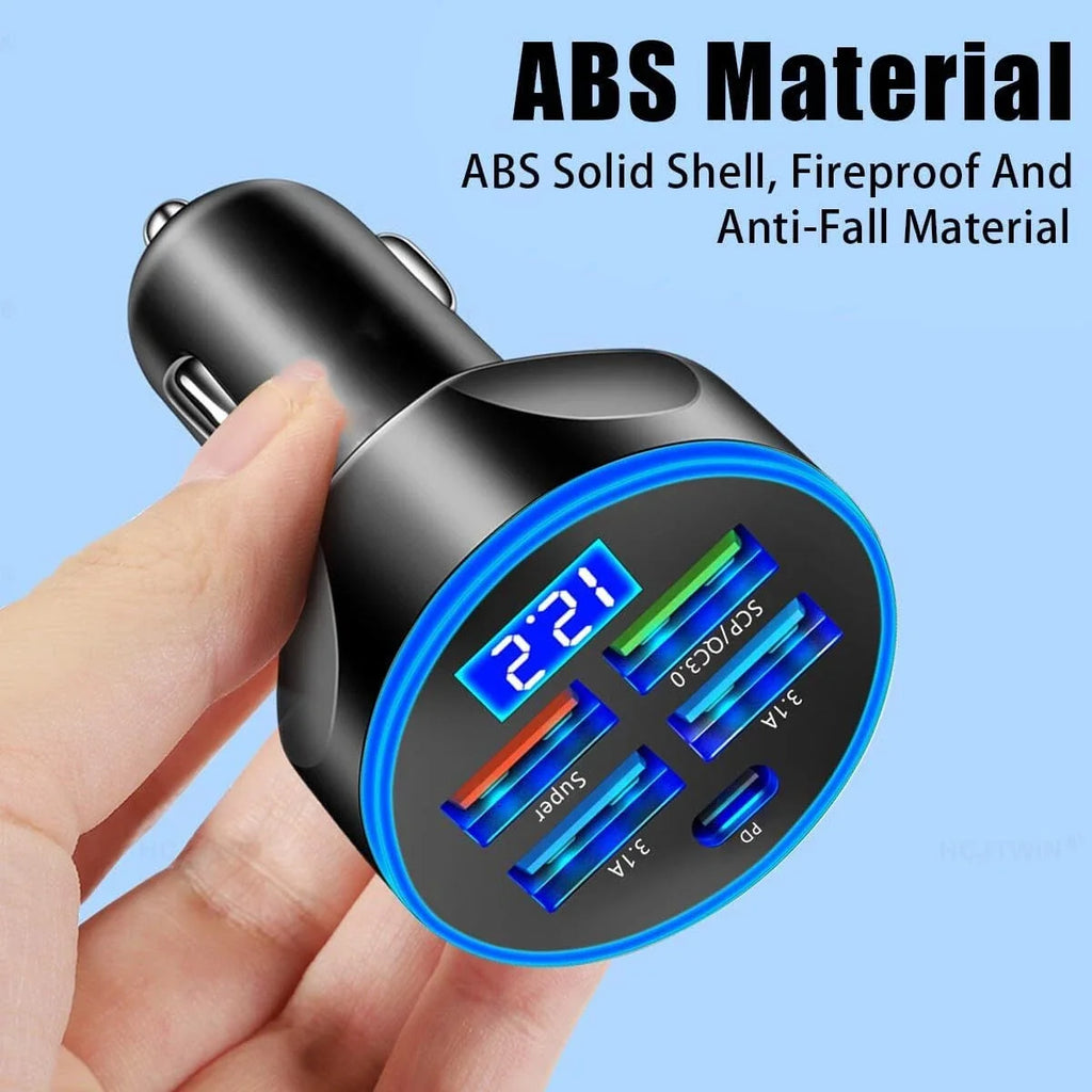 4 Port USB Car Charger Super Fast Charging Adapter For iPhone 17 16 For Samsung For Xiaomi Android Mobile Phones Car Charger