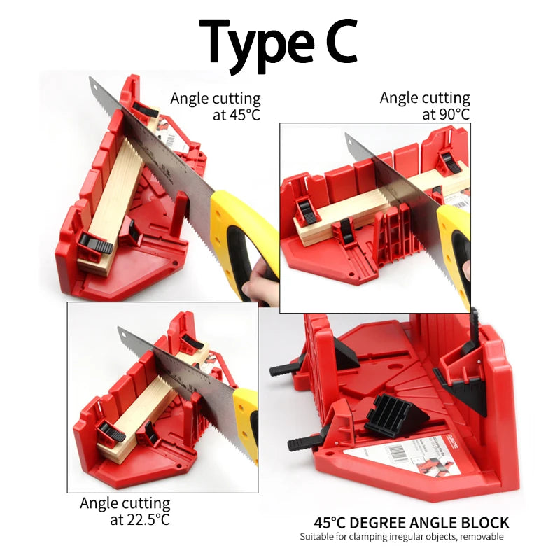 22.5/45/90 Degree 1pcs Wood Cutting Clamping Miter Saw Box Woodworking Angle Cutting for Carpenter