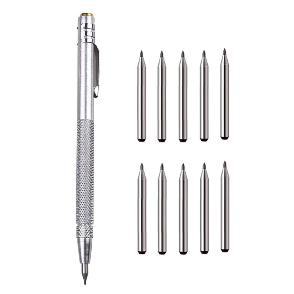 11PCS Scriber Pen Tungsten Carbide Tip Scriber Engraving Pen Marking Tip For Glass-Ceramic Metalworking Woodworking Hand Tools