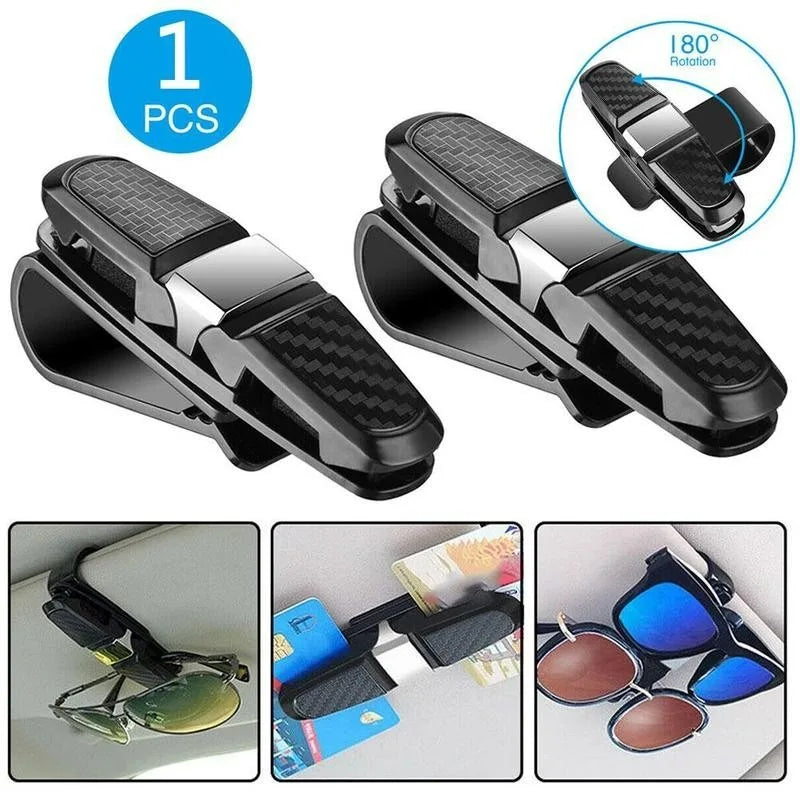 Silver Car Glasses Case Auto Sun Visor Glasses Holder Sunglasses Clip Card Holder Eyeglasses Accessories Car Interior