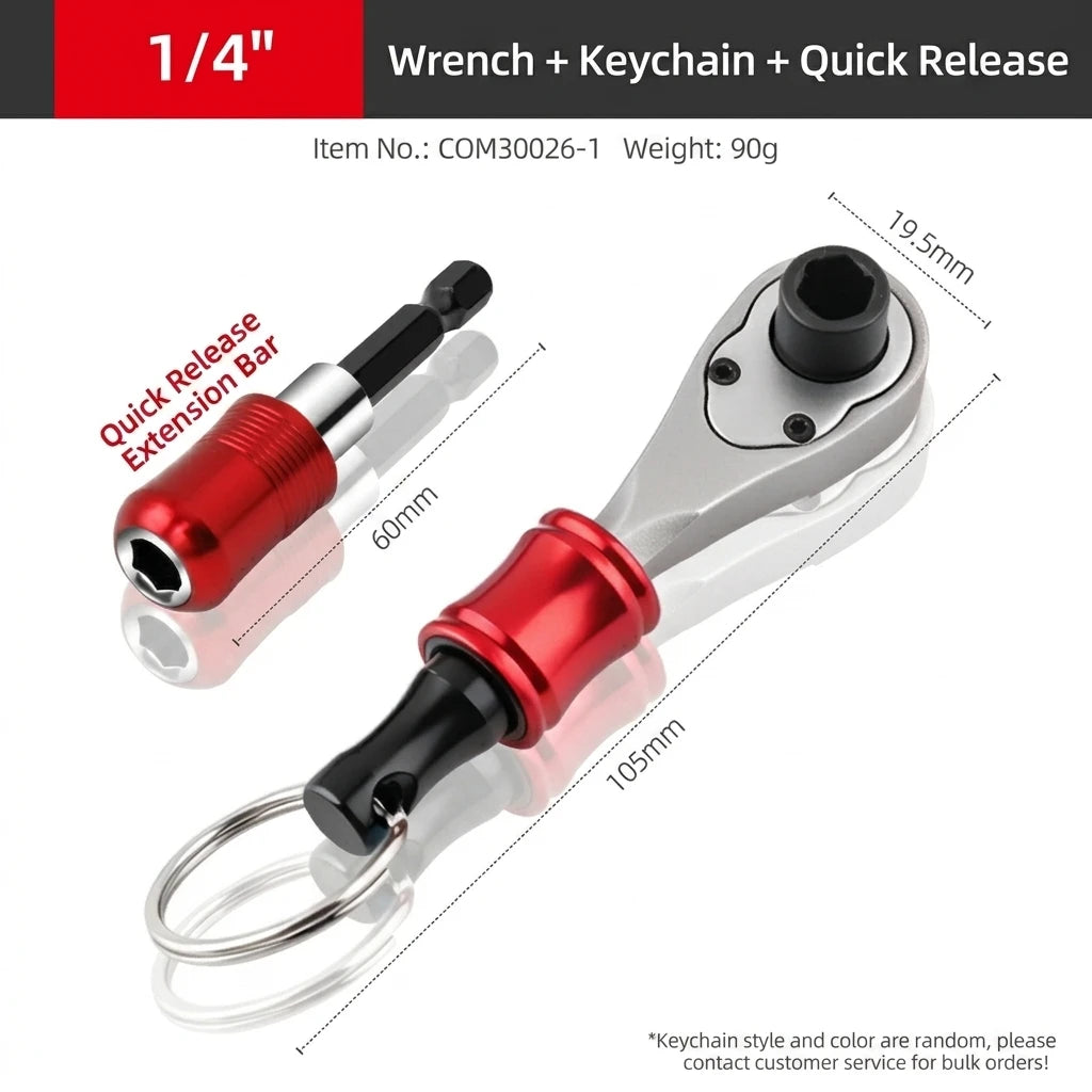 1/4 Inch Mini Ratchet Screwdriver, Compact Hex Bit Handle Tool for Tight Spaces, Auto Repair, Bike Maintenance & DIY Projects