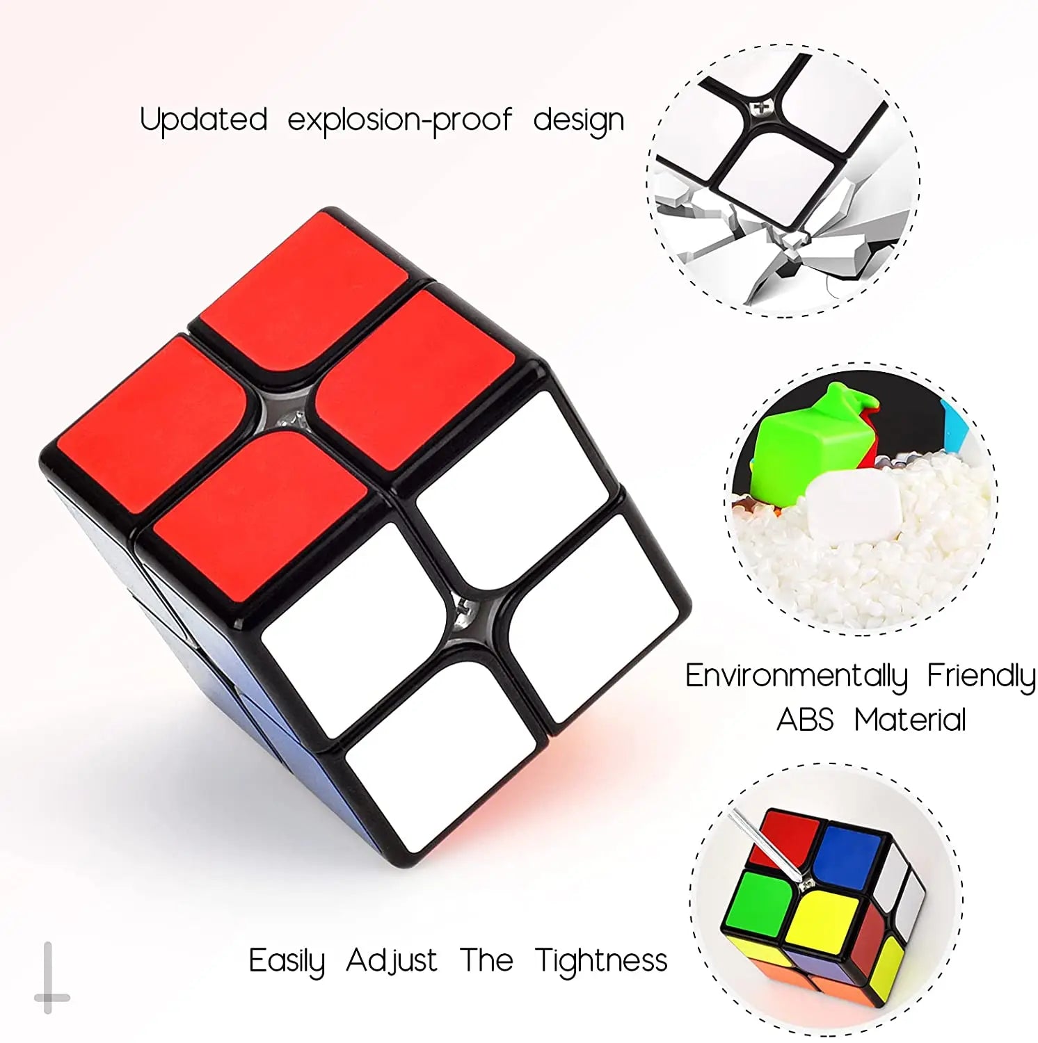 Magic Cube 2x2x2 Magic Speed Cube 2x2 Cube Smooth 3D Puzzle Toy Mini Pocket Twist Toy Educational Toys for Boys Girls Kids Adult
