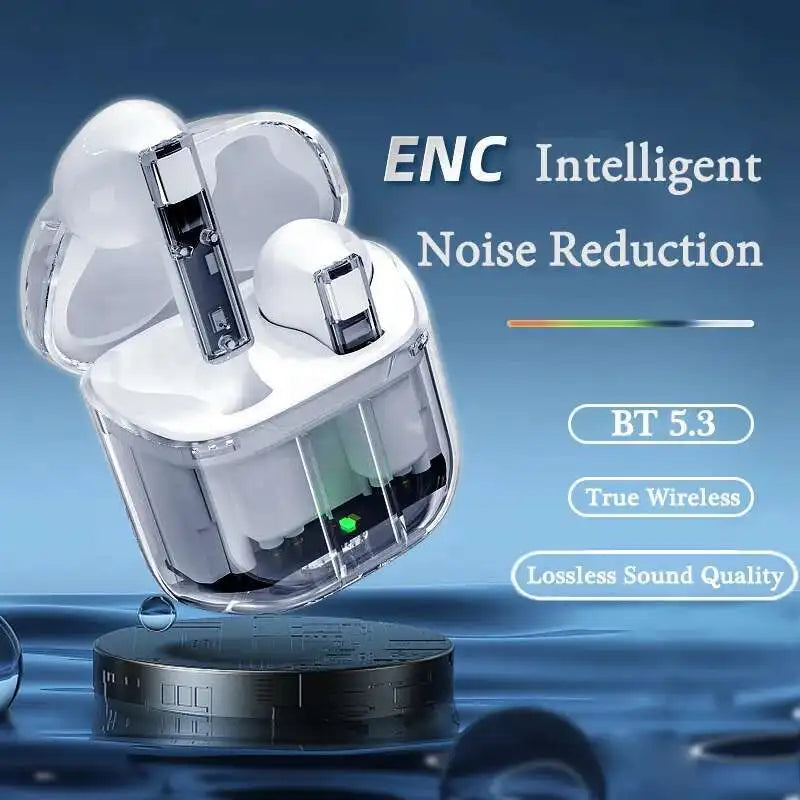 YX06 TWS True Wireless Bluetooth Earphones Transparent HiFi Stereo  ENC Noise Canceling Earbuds With Mic For Xiaomi Huawei Apple